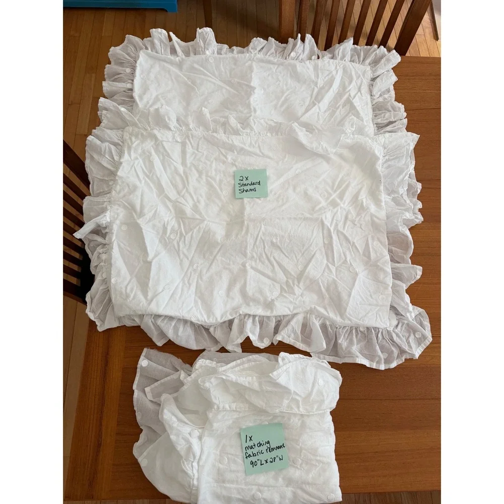 Soft Surroundings 9pc Bedding Set Full White Swiss Dot Ruffle Cottagecore Whimsy